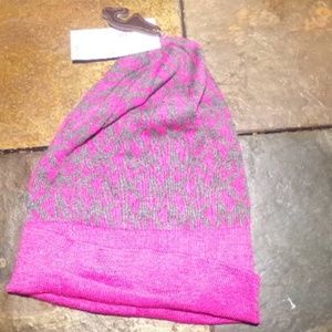 Michael Kors Pink Grey MK MONO Beanie Hat Cap NWT